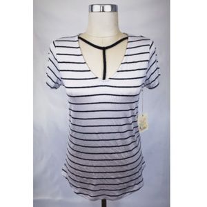 Glitz Large White Navy Jrs Shirt Striped T-Strap